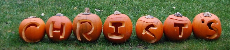 Pumpkins with Christ's carved in