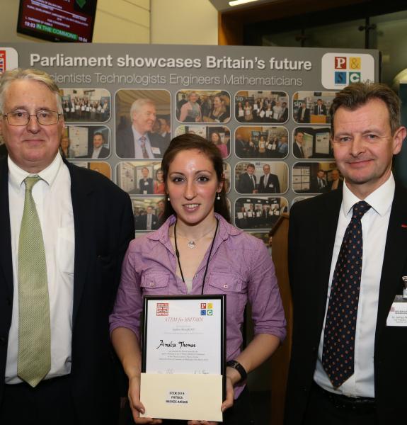 Amalia Thomas receiving her STEM for Britain award