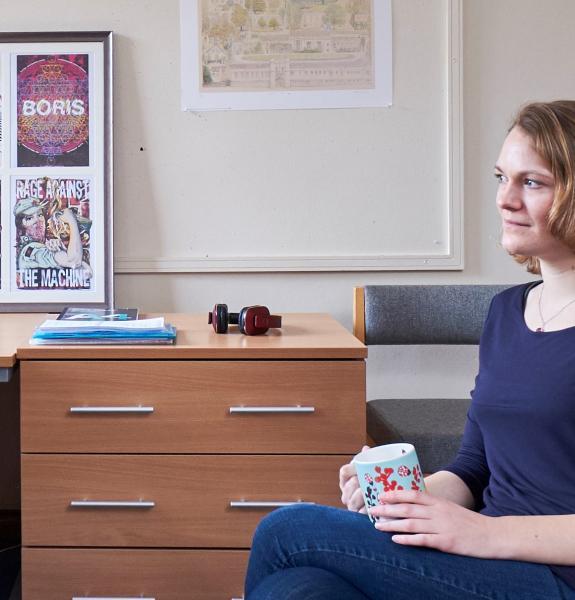 Two students in a student bedroom