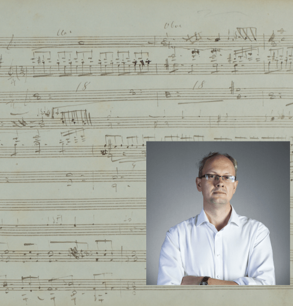 Music manuscript and Prof Trippett